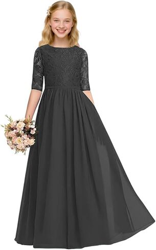 MRHUSH Junior Bridesmaid Dresses for Teen Girls Formal Dresses Chiffon Lace Flower Girl Dress for Wedding Party Gowns A Line in Saudi Arabia