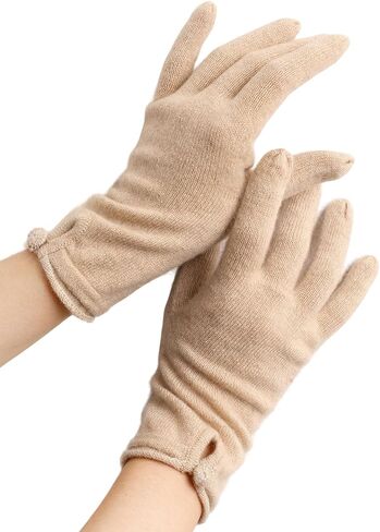 100% Pure Cashmere Knit Touchscreen Gloves for Women Elegant Bow Full Finger Soft Warm Winter in Saudi Arabia