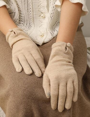 100% Pure Cashmere Knit Touchscreen Gloves for Women Elegant Bow Full Finger Soft Warm Winter in Saudi Arabia