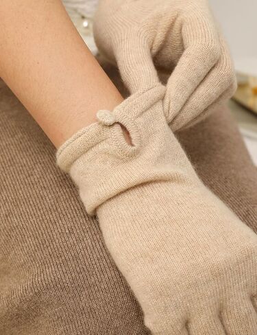 100% Pure Cashmere Knit Touchscreen Gloves for Women Elegant Bow Full Finger Soft Warm Winter in Saudi Arabia