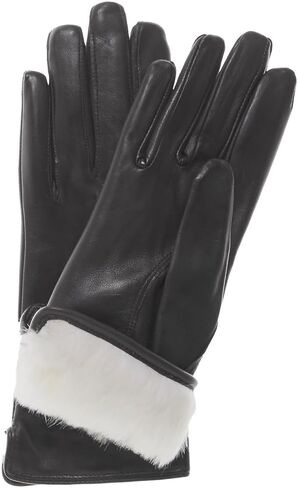 Fratelli Orsini Winter Gloves Francesca Black for Women - Lambskin Leather Gloves with white fur lining - color Black in Saudi Arabia