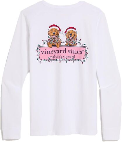 vineyard vines Girls Girls' String Lights Pups Logo Box Long-Sleeve Pocket Tee in Saudi Arabia