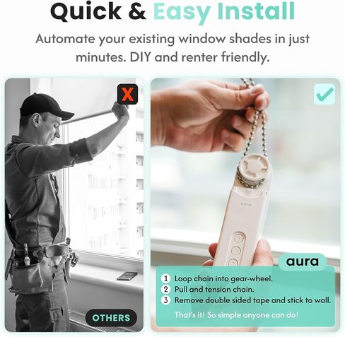 برنامج تشغيل الظل الذكي Aura Roller وجهاز التحكم عن بعد ودونجل WiFi | أتمتة الستائر الموجودة | غطاء نافذة مطرز متوافق حتى 4x5 قدم | بطارية قابلة للشحن | تحديد الجداول | التحكم الصوتي بدون استخدام اليدين in Saudi Arabia