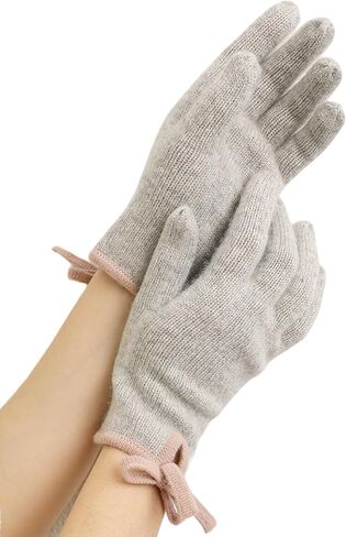 100% Pure Cashmere Knit Touchscreen Gloves for Women Elegant Bow Full Finger Soft Warm Winter in Saudi Arabia