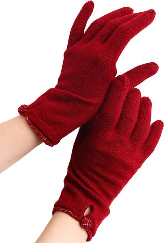 100% Pure Cashmere Knit Touchscreen Gloves for Women Elegant Bow Full Finger Soft Warm Winter in Saudi Arabia