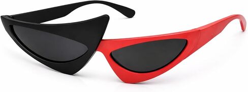 النظارات الشمسية المثلثة من شركة Vaulted Skulls & Co | نظارات شمسية ريترو من الثمانينيات | نظارات شمسية غير متماثلة | ظلال روك عتيقة | نظارات شمسية نيون ساطعة | الوردي والأخضر | الحجم القياسي in Kuwait