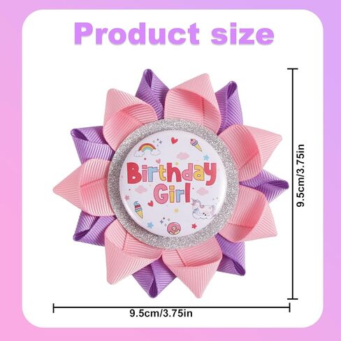 Birthday Girl Button, Happy Birthday Badge Pins Pink Corsage Button Cute Brooch for Girl Gifts Party Decorations in Saudi Arabia