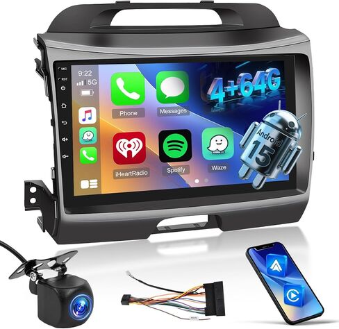 [2+64G] راديو سيارة Android 13 لسيارة KIA Sportage 3 2010-2016 - Carplay اللاسلكي وAndroid Auto - ستيريو سيارة بشاشة لمس 9 بوصة مع واجهة مستخدم متعددة/GPS/WiFi/SWC + كاميرا احتياطية AHD in Kuwait