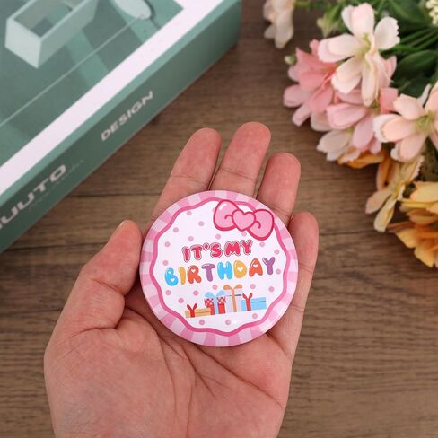 Pink Bow Happy Birthday Pin, Cute Polka Dot It’s My Birthday Button Badge for Girls Boy Kids Cartoon Theme Party Decoration & Favors in Saudi Arabia