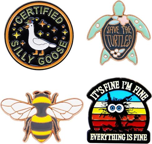 4Pcs Funny Enamel Pins Cool Pins Set for Backpacks Hats Bags Coats, Novelty Unique Cute Button Pins Bulk Are a Women and Men Fashion Jewelry Accessories in Saudi Arabia