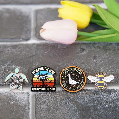 4Pcs Funny Enamel Pins Cool Pins Set for Backpacks Hats Bags Coats, Novelty Unique Cute Button Pins Bulk Are a Women and Men Fashion Jewelry Accessories in Saudi Arabia