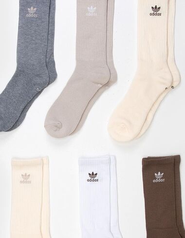 جوارب ADIDAS Originals Trefoil للرجال مكونة من 6 قطع، مجموعة بنية، مقاس متوسط in Saudi Arabia