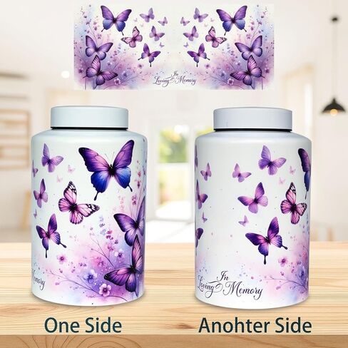 Large Cremation Urn for Adult Female Male Ashes, Decorative Funeral Keepsake Memorial Urns for Human Women Man Mom Dad Remains with Velvet Bag(Heavenly Butterfly) in Kuwait
