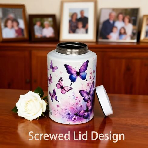 Large Cremation Urn for Adult Female Male Ashes, Decorative Funeral Keepsake Memorial Urns for Human Women Man Mom Dad Remains with Velvet Bag(Heavenly Butterfly) in Kuwait