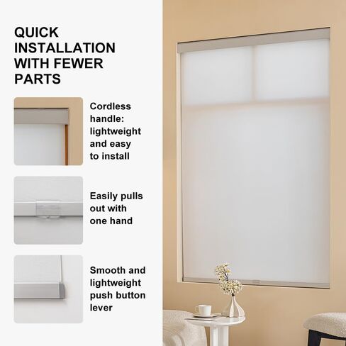 Free Stop Cordless Roller Shades Semi-Opaque Blackout Blinds for Windows Room Darkening Rolled Up and Down Shades, UV Protection Window Shades Door Blinds for Home and Office (35“ W x 72" H, White) in Saudi Arabia