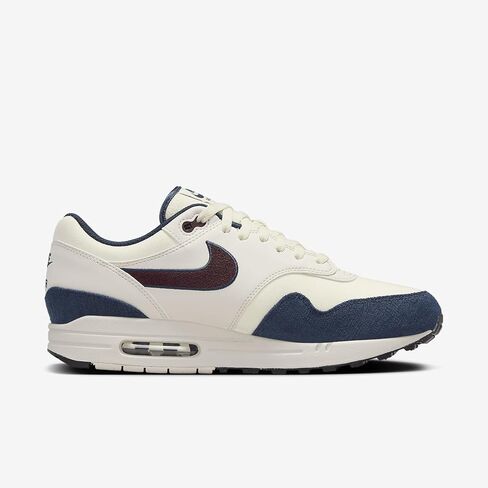 حذاء Nike Air Max 1 للرجال من حليب جوز الهند/كحلي أرموري/بني أوريوود فاتح/بورجوندي كراش مقاس 9.5 in Kuwait