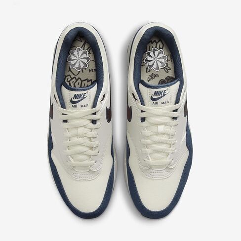 حذاء Nike Air Max 1 للرجال من حليب جوز الهند/كحلي أرموري/بني أوريوود فاتح/بورجوندي كراش مقاس 9.5 in Kuwait