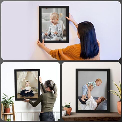 إطار صورة أسود حديث مقاس 35 × 42 مع زجاج بليكسي أكريليك - تعليق على الحائط بحافة خشبية - حجم إطار كبير 42 × 35 لصورة العائلة ومطبوعات فنية الملصقات والمستندات in Saudi Arabia