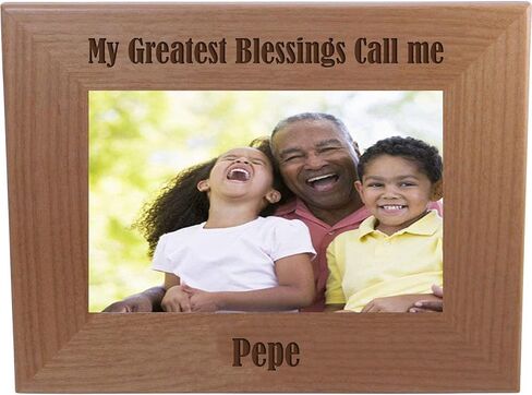 CustomGiftsNow أعظم بركاتي Call Me Pepe منقوشة من خشب ألدر الطبيعي معلقة/صورة منضدية، صورة تذكارية للعائلة، إطار خشبي in Kuwait