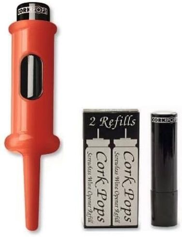 Cork Pops Wine Bottle Opener w/ Corkpops Replacement Cartridges (Box of 2) in Kuwait