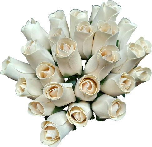24 Realistic Small Bud Wooden Red Roses (RED, 1) in Kuwait