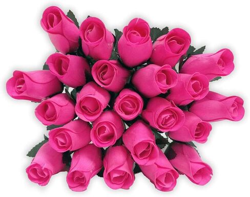 24 Realistic Small Bud Wooden Red Roses (RED, 1) in Kuwait