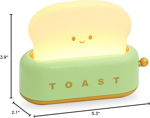 Cute Toast Lamp,Smile Face Night Light, LED Dimmable Bread Light,Rechargeable Desk Decor Lamp with Timer,Sleep Lamp for Bedroom Bedside Decorations,Aesthetic Gifts for Teen Girls (Green) in Saudi Arabia