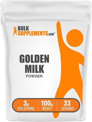 BulkSupplements.com مسحوق الحليب الذهبي - الحليب الذهبي مع الكركم والزنجبيل والفلفل الأسود ومسحوق القرفة، مكمل غذائي فائق - خالي من الغلوتين، 3 جرام لكل وجبة، 500 جرام (1.1 رطل) (عبوة من 1) in Kuwait
