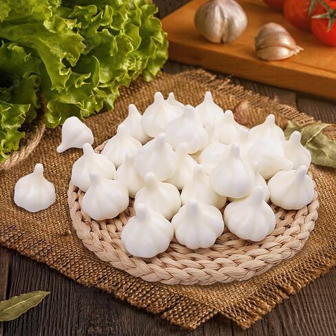 Folmywy 30 Pcs Fake Garlic Vegetable Lifelike Artificial Garlics Decoration White Simulation Foam Vegetables Model for Cabinet Display Autumn Halloween Home Tabletop Kitchen Decor in Saudi Arabia