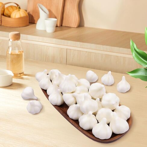 Folmywy 30 Pcs Fake Garlic Vegetable Lifelike Artificial Garlics Decoration White Simulation Foam Vegetables Model for Cabinet Display Autumn Halloween Home Tabletop Kitchen Decor in Saudi Arabia