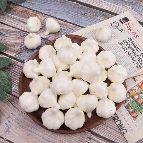 Folmywy 30 Pcs Fake Garlic Vegetable Lifelike Artificial Garlics Decoration White Simulation Foam Vegetables Model for Cabinet Display Autumn Halloween Home Tabletop Kitchen Decor in Saudi Arabia