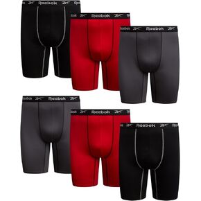 Reebok Mens Boxer Briefs - 6 Pack Big & Tall 10" Inseam Long Leg Stretch Performance Mens Underwear Boxers with Contour Pouch in Saudi Arabia