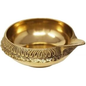 Brass Diya Lamp – Traditional Decorative Oil Lamp 2.5 x 0.8 Inch – Handcrafted Brass Deepak for Pooja, Aarti, Diwali, and Home Temple Décor (10) in Saudi Arabia