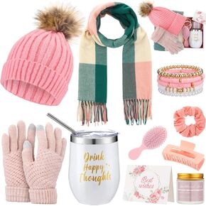 11 قطعة هدية عيد ميلاد للنساء صندوق عيد ميلاد سعيد للأصدقاء الإناث مجموعة هدايا عيد الحب الشتوية سلة بهلوان 12 أونصة in Kuwait