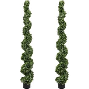 THE BLOOM TIMES 4ft Artificial Topiary Trees Set of 2 Pack - 48 Inch Faux Cedar Cypress Spiral Trees for Outdoor - Fake Plants for Garden Front Porch Indoor Outside Planter Decor 4 Foot in Kuwait