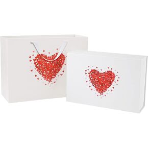 Large Gift Box with Lid 13.5x9x4.1 Inches, Pink Bridesmaid Proposal Gift Box with Magnetic Closure for Mother's Day(Glossy Pink) in Kuwait