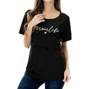 Breastfeeding Shirts for Women Double Layer Maternity Nursing Tops Distressed Acid Washed Nursing Tshirt in Saudi Arabia