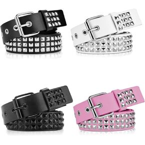 4Pcs Studded Belt Kit, Y2k Alt Punk Emo Grunge with Grommet Bright Metal Belts for Women Men in Kuwait