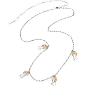 Upside Down Pineapple Waist Chain – Upside Down Pineapple Belly Chain - Gold & Silver Colored Stainless Steel Combo – 27.5" Adjustable to 35.5" in Saudi Arabia