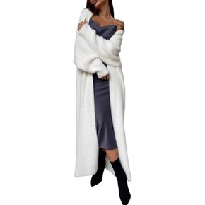 SHINFY Women's Fuzzy Long Cardigans Long Sleeve Oversized Open Front Slouchy Furry Knit Duster Cardigan Sweater in Kuwait