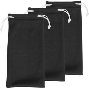 HARFINGTON 3pcs Eyeglass Pouch Microfiber Sunglasses Storage Bag Thick Portable Drawstring Pouch for Phone Glasses Jewellery, Black in Kuwait