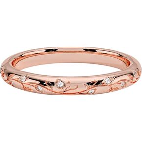 Verdure Engraved IGI Certified Lab Grown Diamond Eternity Ring With VVS1-2 E-F Colour Clarity, 10K 14K 18K Solid Gold Ring for Men & Women, A Sign of your Love. in Saudi Arabia