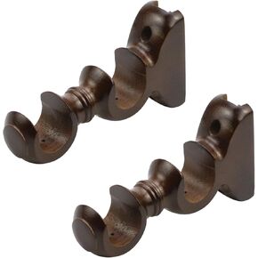 T Tulead Wooden Curtain Rod Brackets Wood Curtain Rod Holders Double Curtain Rod Holder Bracket Wall Mounted Drapery Rod Support Bracket Yellow 4PCS with Screws in Kuwait