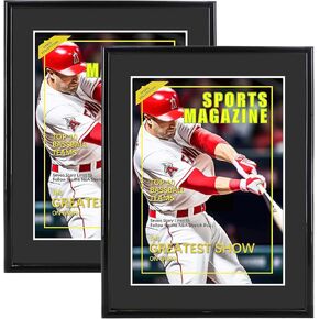 2 Packs Sports Magazine Frame Fits Measuring 8.5 x 11.25 Inch Magazine Display Frame with Black Core Matting and Installed Hangers for Wall Hanging in Saudi Arabia