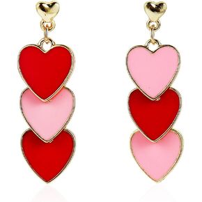 Double Love Heart Drop Earrings Heart Dangle Earrings Heart Stud Earrings for Women Valentine's Day Mother's Day Birthday Gift in Kuwait