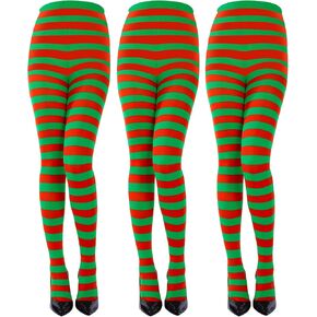 Sumind 3 Pairs Striped Christmas Day Striped Tights Full Length Tights Thigh High Stocking for Costume Accessory in Saudi Arabia