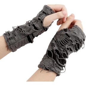 Punk Glove Halloween Costume, Fingerless Ripped Gloves Warmer Sleeve, Goth Grunge Accessories for Men and Women in Saudi Arabia