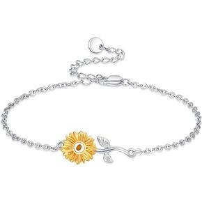 925 Sterling Silver Dolphins/Infinity/Pink Heart/Butterfly/Bee/Cross American Flag/Sunflower Bracelet Sterling Silver Jewelry Gifts for Women in Saudi Arabia