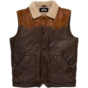 Men's Western Style Leather Vest, Leather Sherpa Vest men, Sherpa Lined Western Vest, Western Brown Leather Vest men in Saudi Arabia