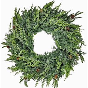 26In Christmas Wreath,Christmas Pine Wreath for Front Door,Real Touch Norfolk、Cedar Leaves Wreath for Indoor Outdoor, Home, Holiday, Mantle,Wall Decor in Saudi Arabia